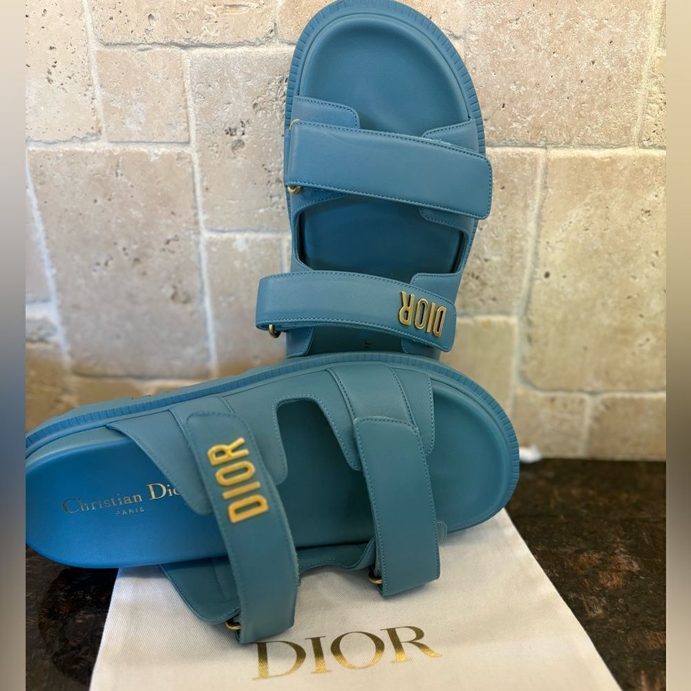 DIOR ACT DiorAct Dior-Act Lambskin Leather Dad Flat Sandals Shoe 38 NWT $1190